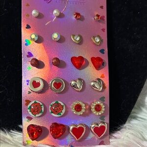 Heart and Pearl Earring Set